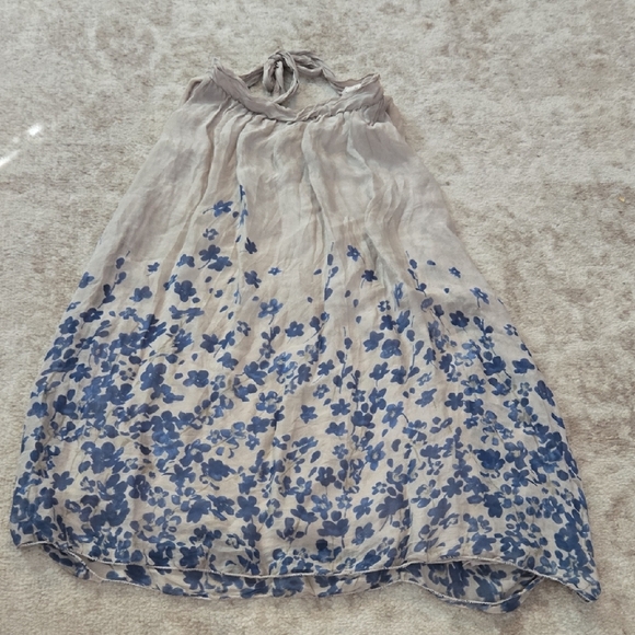 Via Signoria Floral Blue and Gray Women's Top Size Large - Picture 1 of 6